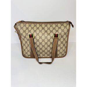 Authentic Vintage Gucci GG Supreme Web Sherry Line PVC Boston Bag Purse Italy